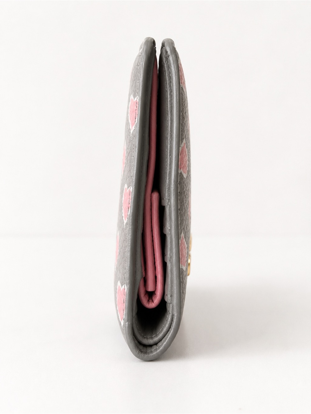 Miu Miu Gray Pink Heart Print Wallet 5ML014 - Picture 6 of 9